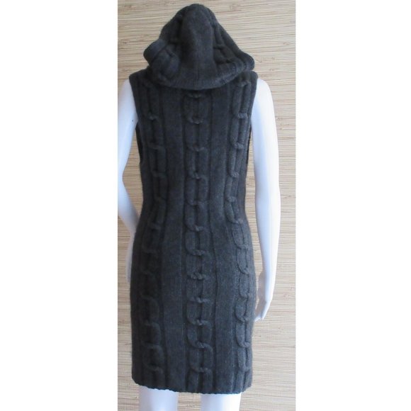 Sweater Cardigans Women's Gray Knit Hood Dress - Picture 2 of 5
